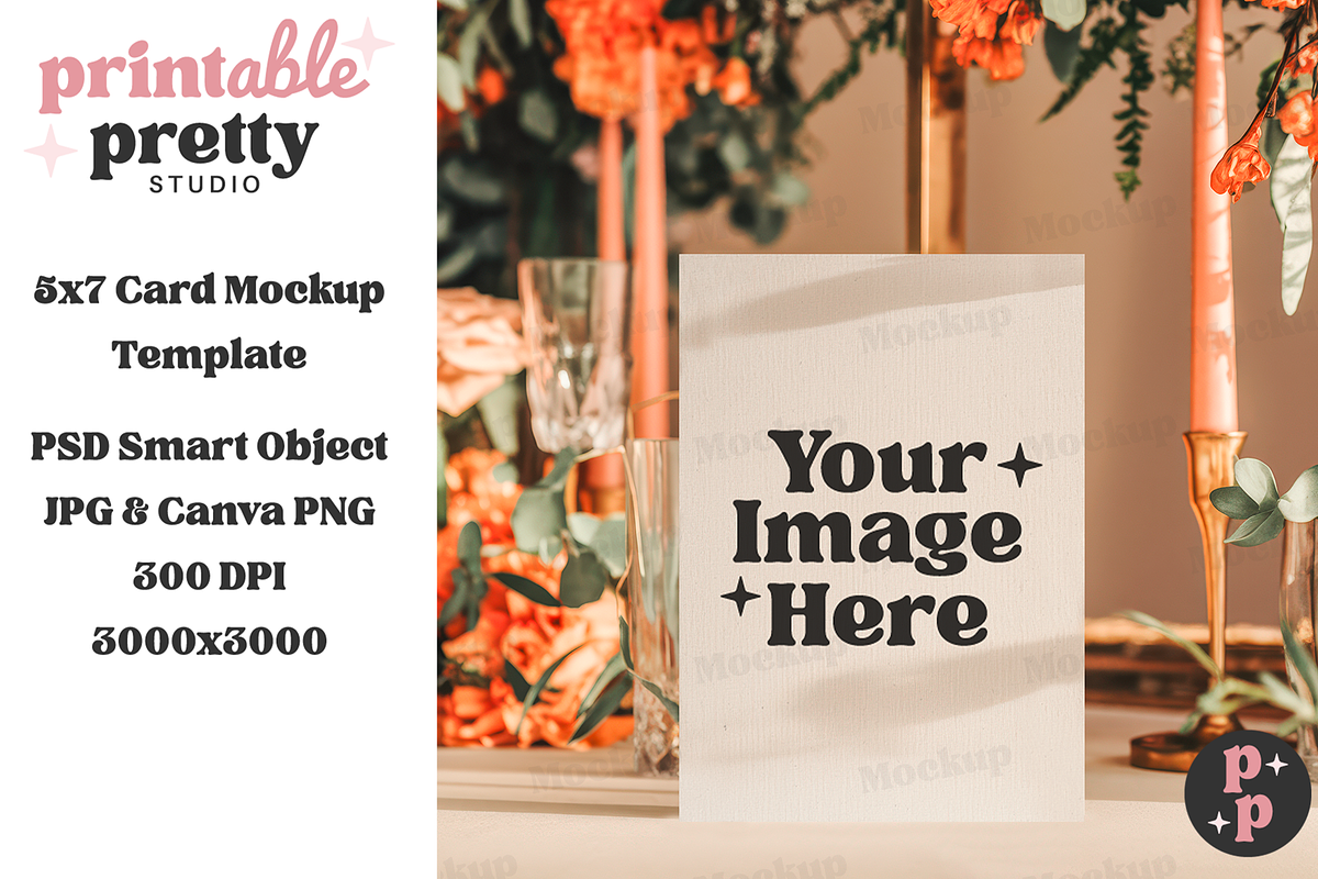 Boho Sunset Wedding Card Mockup PSD, a Product Mockup by Printable Pretty Studio (Photo 7 of 8)