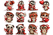 Whimsical Valentine Animal Clipart, an Illustration by DreamArtGraphic (Thumbnail 4 of 4)