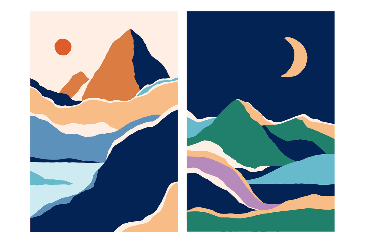 Abstract nature landscapes cards set, a Decorative Illustration by Good Studio (Photo 11 of 34)