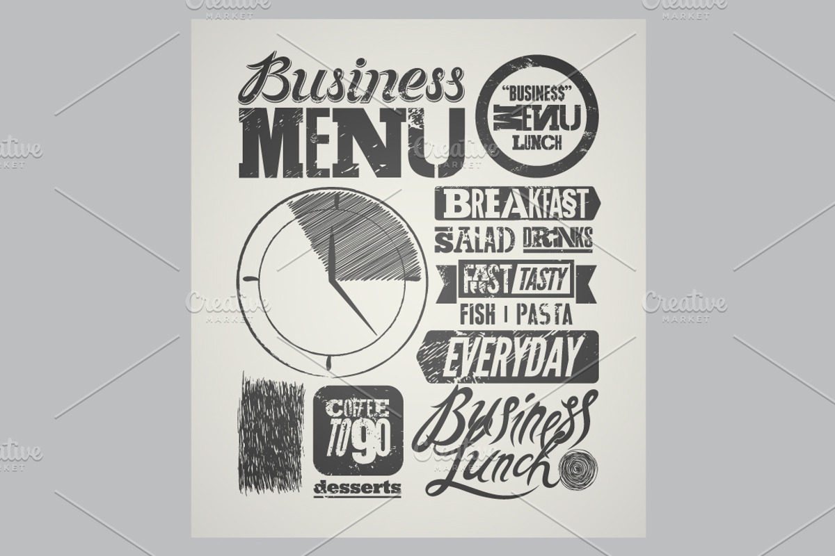 Business Lunch Menu vector designs., a Food Illustration by PoPaShop (Photo 3 of 10)