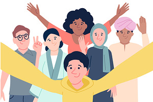 Friends selfie. Happy adults or, a Person Illustration by LadadikArt