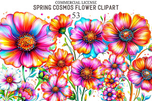 Whimsical Spring Cosmos Flower Clipa, an Illustration by designcity5