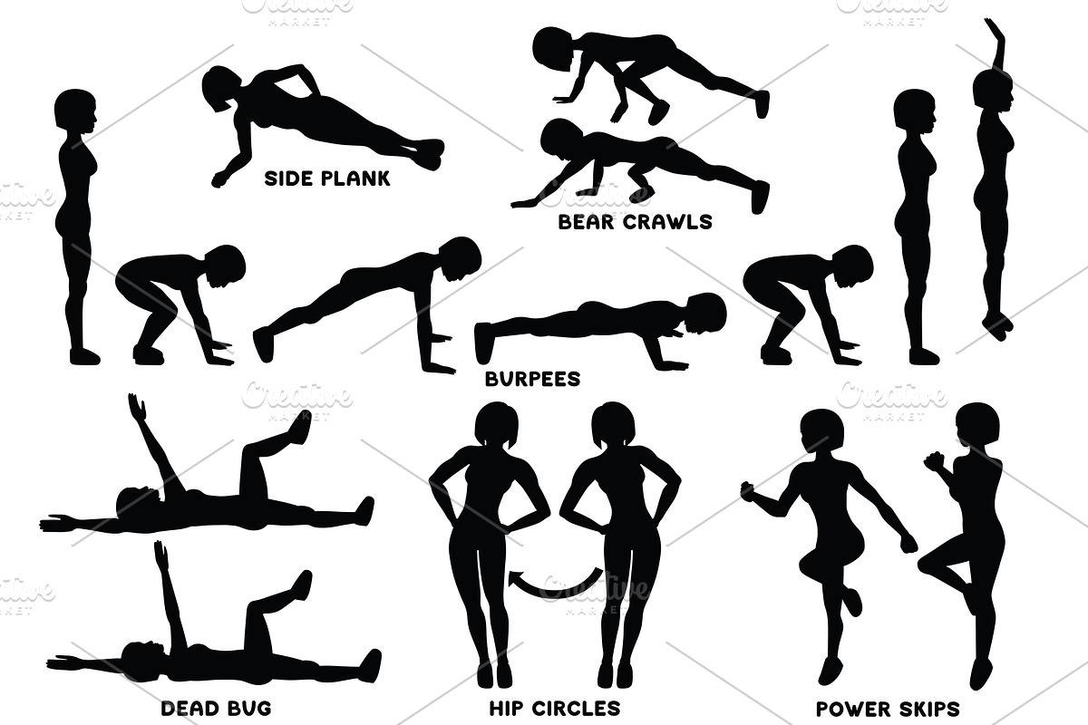 Sport exercises black collection, a Healthcare Illustration by tamara.comotomka (Photo 2 of 8)