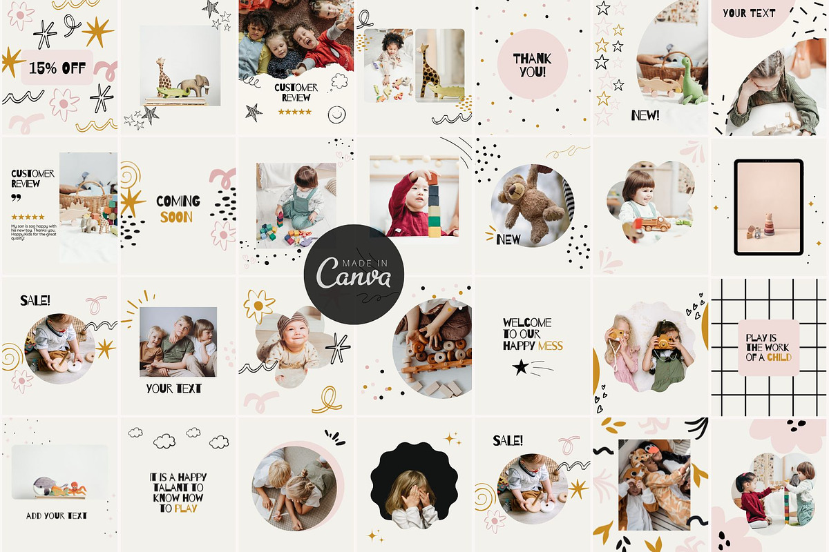 Kids Instagram Post & Stories Canva, a Social Media Template by Yaaas Design (Photo 6 of 16)