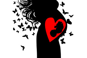 Silhouette of a pregnant woman with, a Person Illustration by Nenahliadava Design