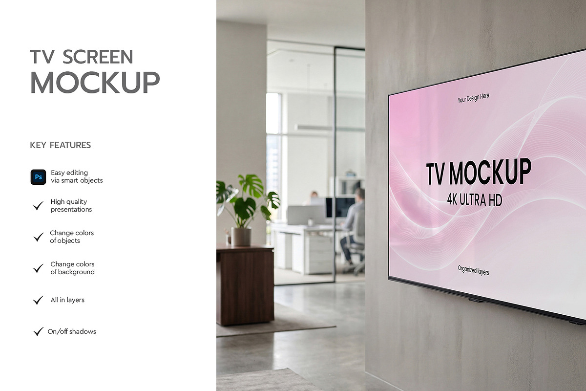 4K Ultra HD TV Screen Mockup, a Wearable Device Mockup by graphypix (Photo 2 of 4)