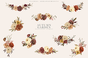 Autumn Garden Watercolor Florals