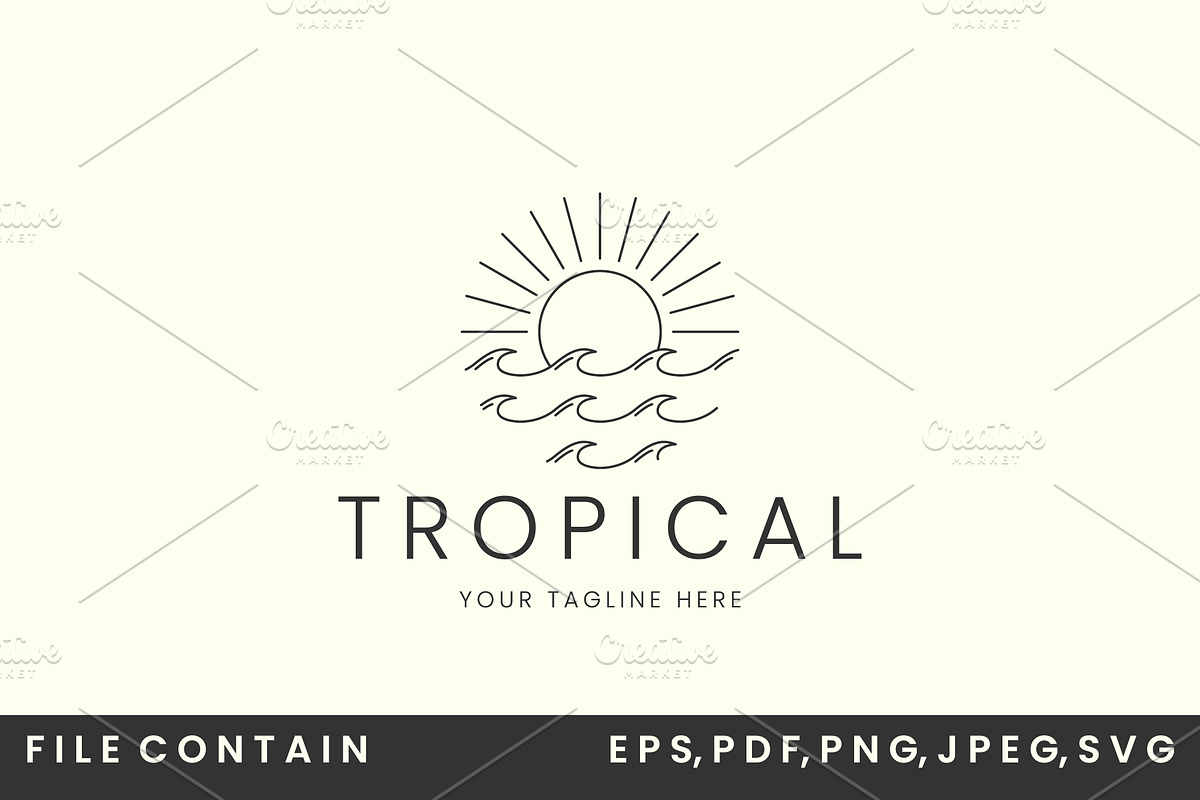 tropical line art minimalist logo, a Branding & Logo Template by SD 22