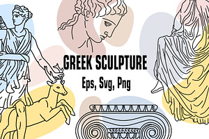 Antique Greek Sculpture Line Art