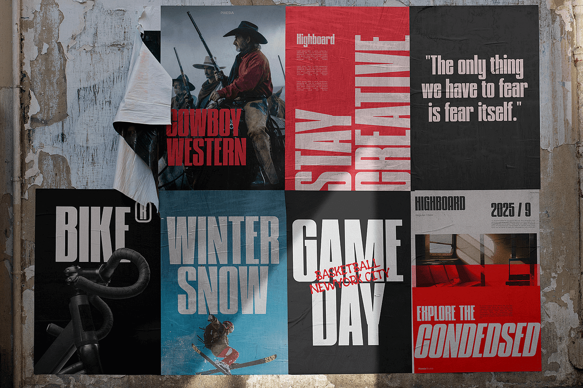 Highboard – Modern Condensed Font, a Sans Serif Font by Pixesia Studio (Photo 10 of 18)