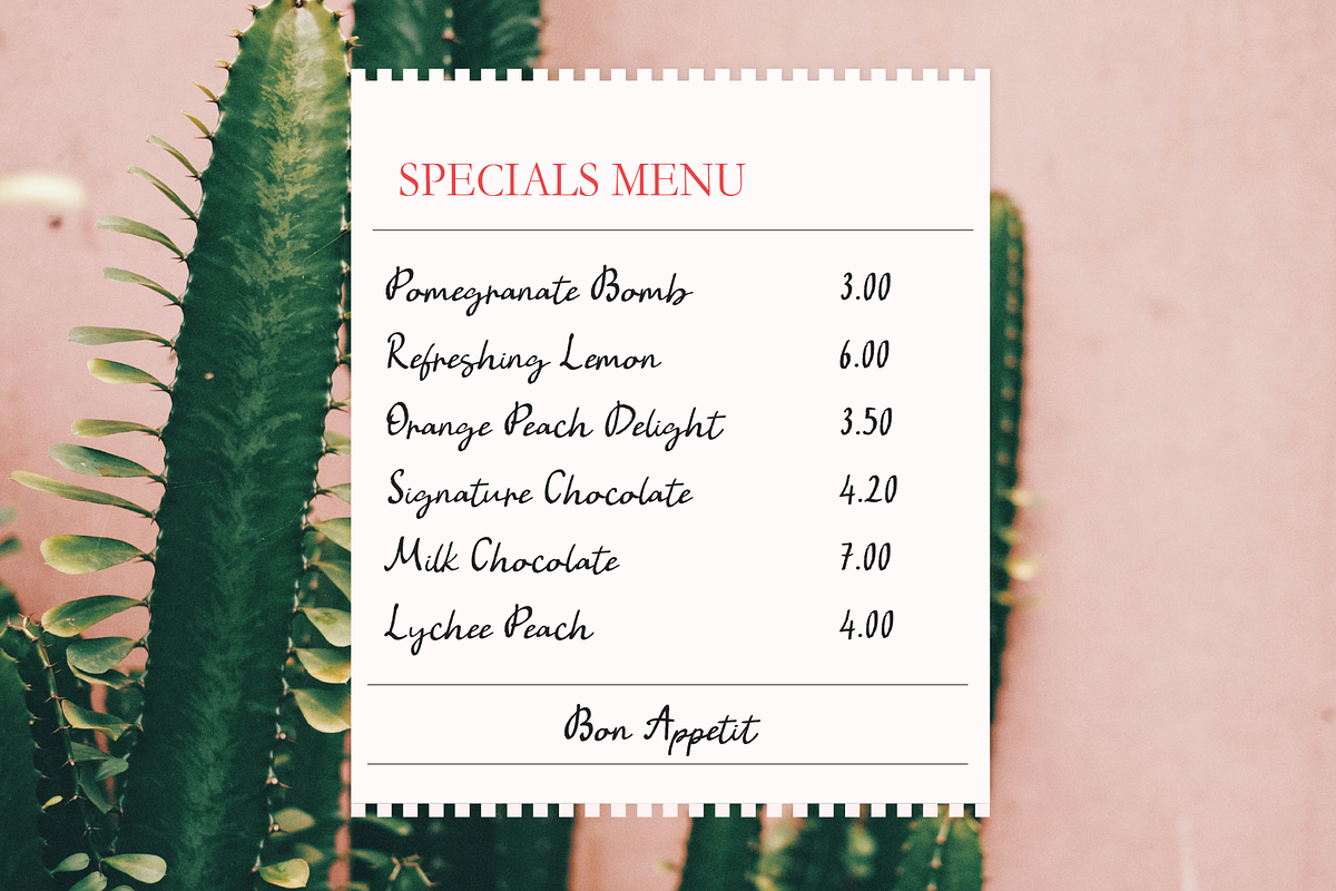Bon Appetit Darling Pencil Script, a Handwritten Font by Kaya Fonts (Photo 13 of 44)