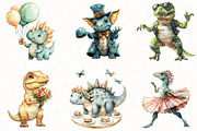 Watercolor Funny Dinosaurs Clipart, an Illustration by OK Design (Thumbnail 2 of 5)