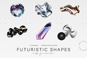 Futuristic Shapes | PNG Objects Pack