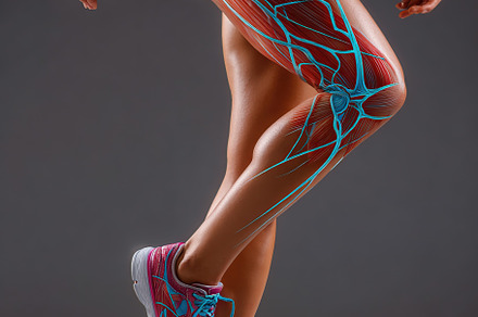 Woman in sportswear demonstrates athletic posture with one leg bent, focusing o, a Sports & Recreation Photo by AlyaAnd