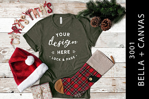 Heather Military Green Xmas Mockup