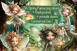 Cute Whimsical Spring  Fairies clipa