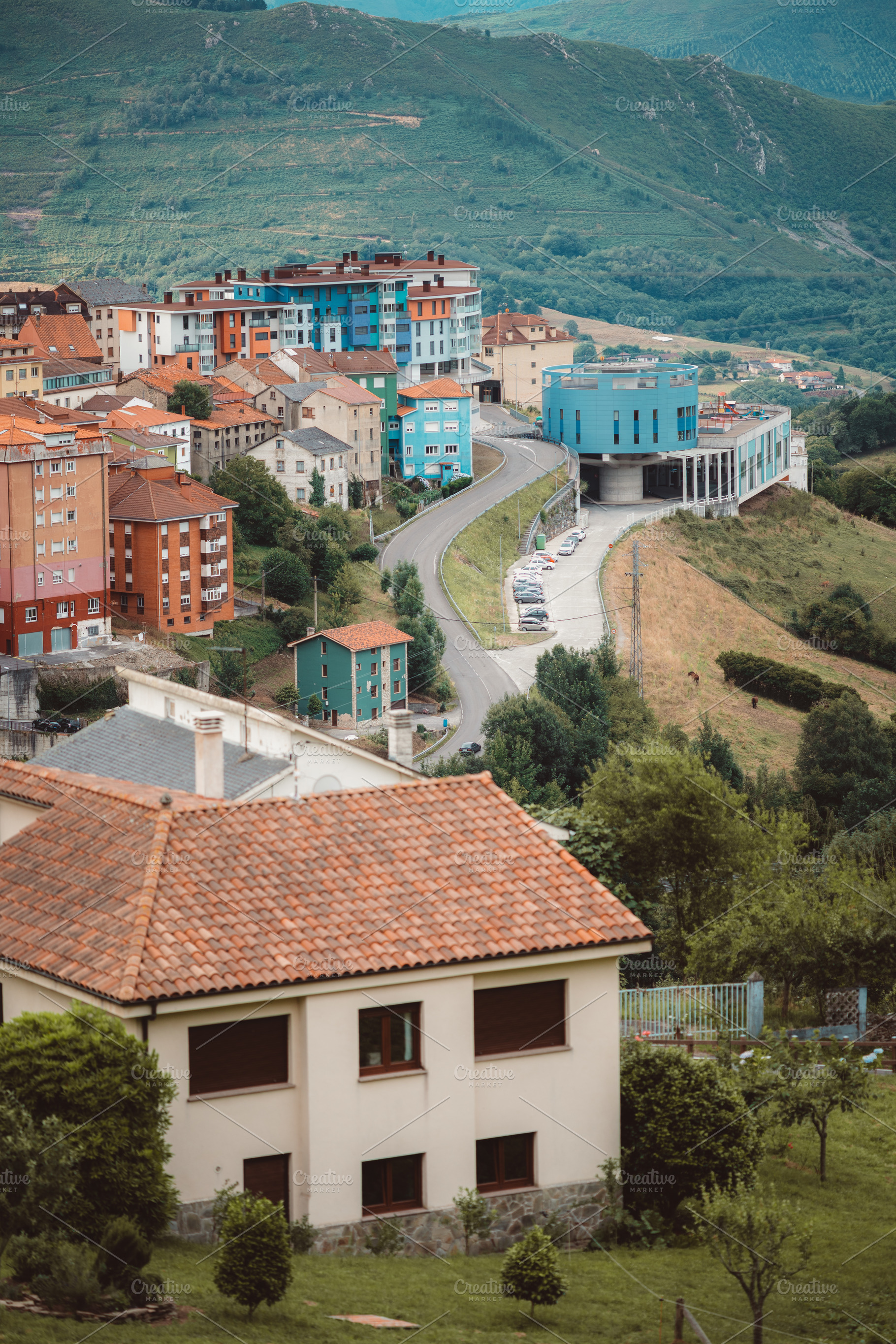Asturias Hillside Town Road, an Architecture Photo by SkyNext