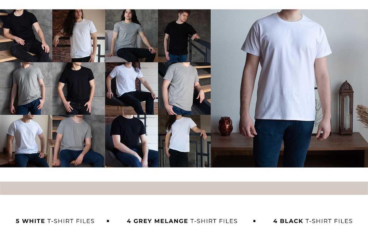 REALISTIC MALE T-SHIRT MOCKUP BUNDLE, a Shirt Mockup by TrendkeyMockups (Photo 2 of 7)