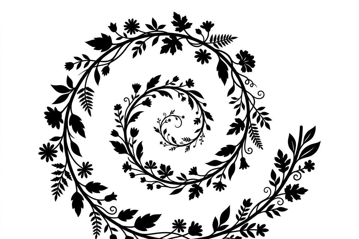 50 Elegant Floral Leaf Spiral Frame, a Decorative Illustration by Amazin_art (Photo 2 of 41)