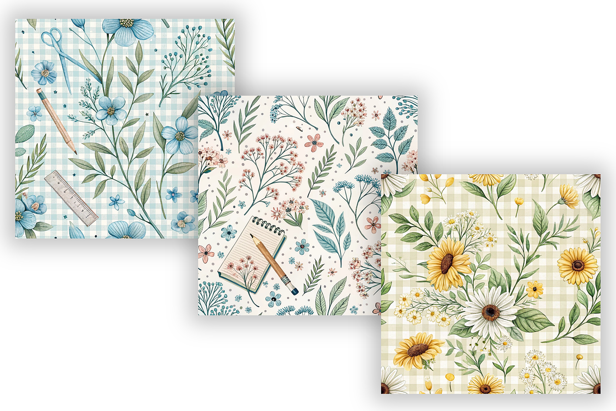 Watercolor Back to School Patterns, a Pattern Graphic by FloridPrintables (Photo 3 of 9)