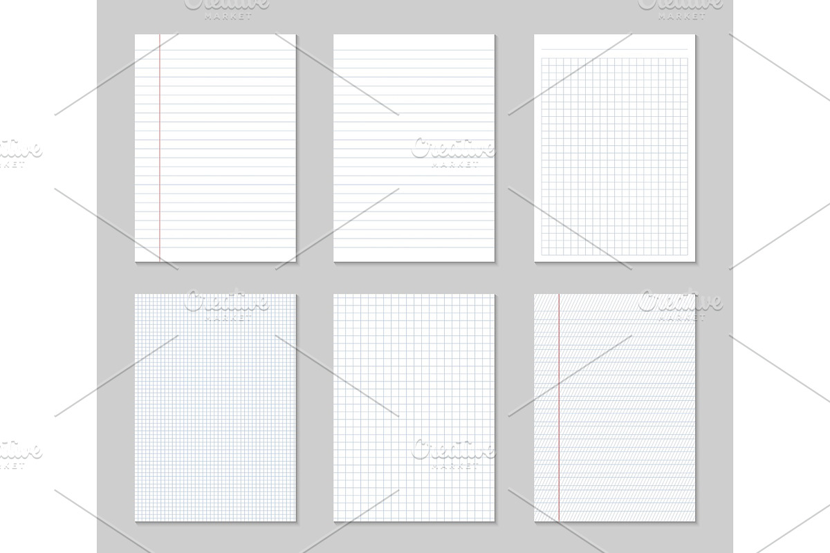 Square, lined paper blank sheets., an Education Illustration by HAPPY VECTOR