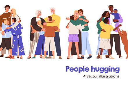 Families with parents, kids hugging, a Person Illustration by Good Studio