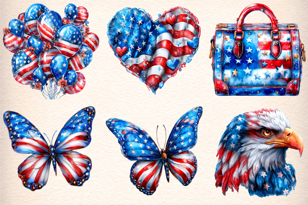 Watercolor 4th Of July Clipart, an Illustration by Digital Artistic99 (Photo 4 of 9)