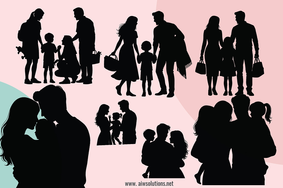 Family Silhouette SVG Bundle, an Object Graphic by AIW SOLUTIONS (Photo 3 of 4)