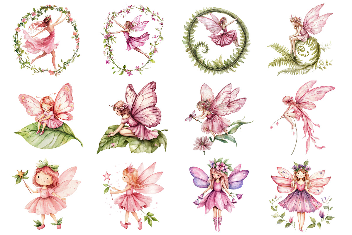 Watercolor Magical Garden Pink Fa, an Illustration by Design Market (Photo 3 of 3)