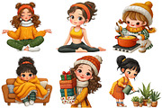 Daily Routine Winter Girl Clipart, an Illustration by Craft Nest (Thumbnail 8 of 9)