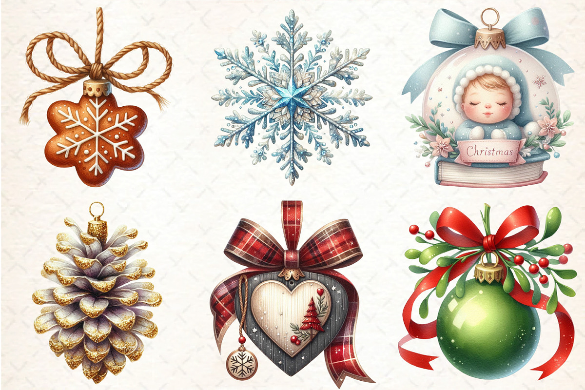 Christmas ,Ornament Clipart, an Illustration by DreamCafeArt (Photo 4 of 7)