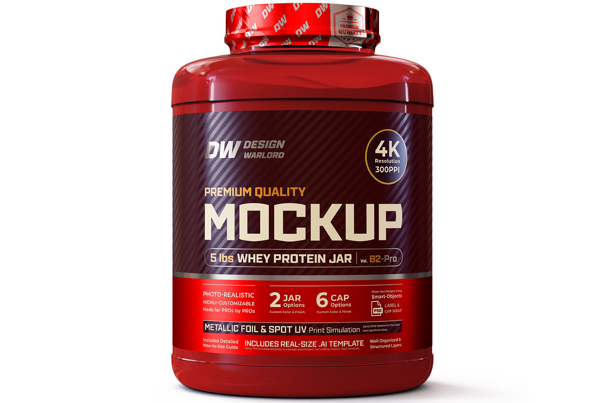 5lb Whey Protein Jar Mockup B2-Pro, a Packaging Mockup by Design Warlord (Photo 1 of 16)