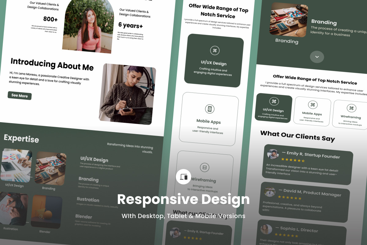 Lena Moreau - Portfolio Landing Page, a Landing Page Template by twinstd (Photo 3 of 5)