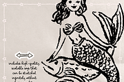 Mermaid Clipart, Ocean Doodles, a Person Illustration by The October Creative (Thumbnail 3 of 6)