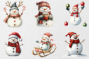 Funny Christmas Snowman Clipart, an Illustration by DreamCafeArt (Thumbnail 5 of 7)