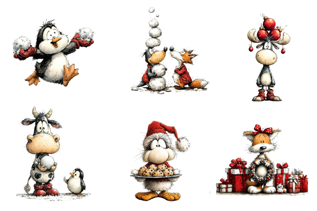 Christmas Animals clipart, an Illustration by CreationArt (Photo 4 of 6)