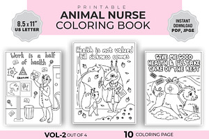 Funny Animal Nurse Coloring Page.