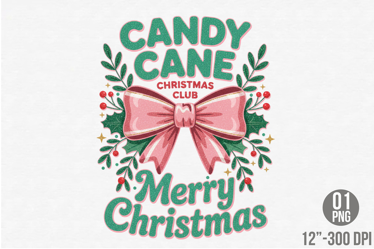Pink Candy Cane Christmas Club Png, an Illustration by Designking (Photo 1 of 6)