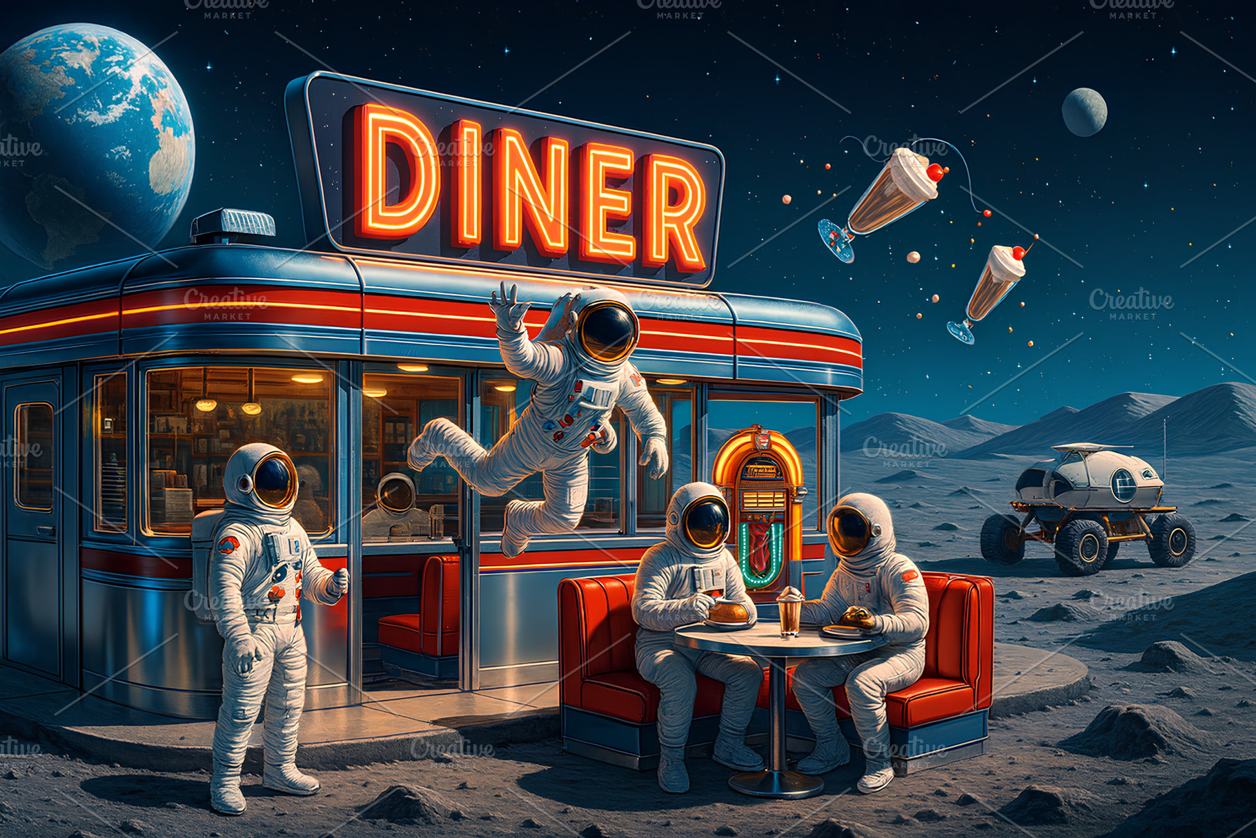 Diner on the Moon, a Photo by Caseystudiox