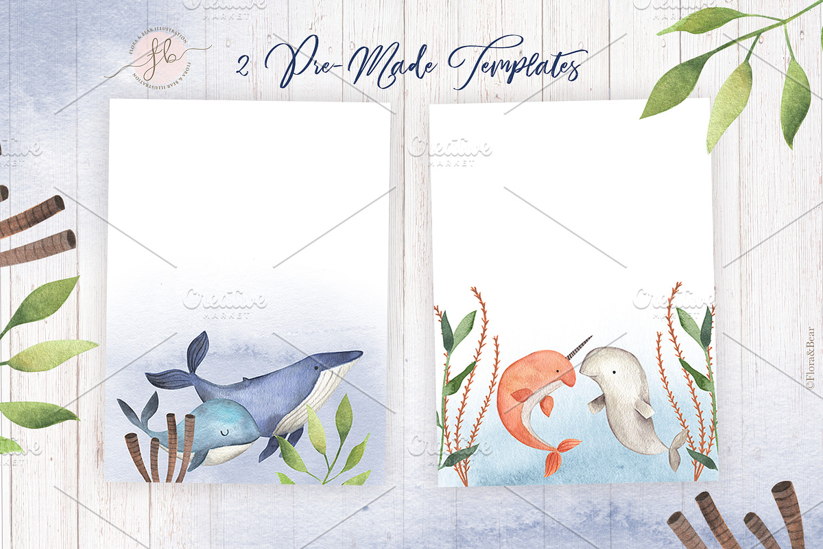 Whales Watercolor Clipart, a Texture Illustration by Flora+Bear (Photo 4 of 6)