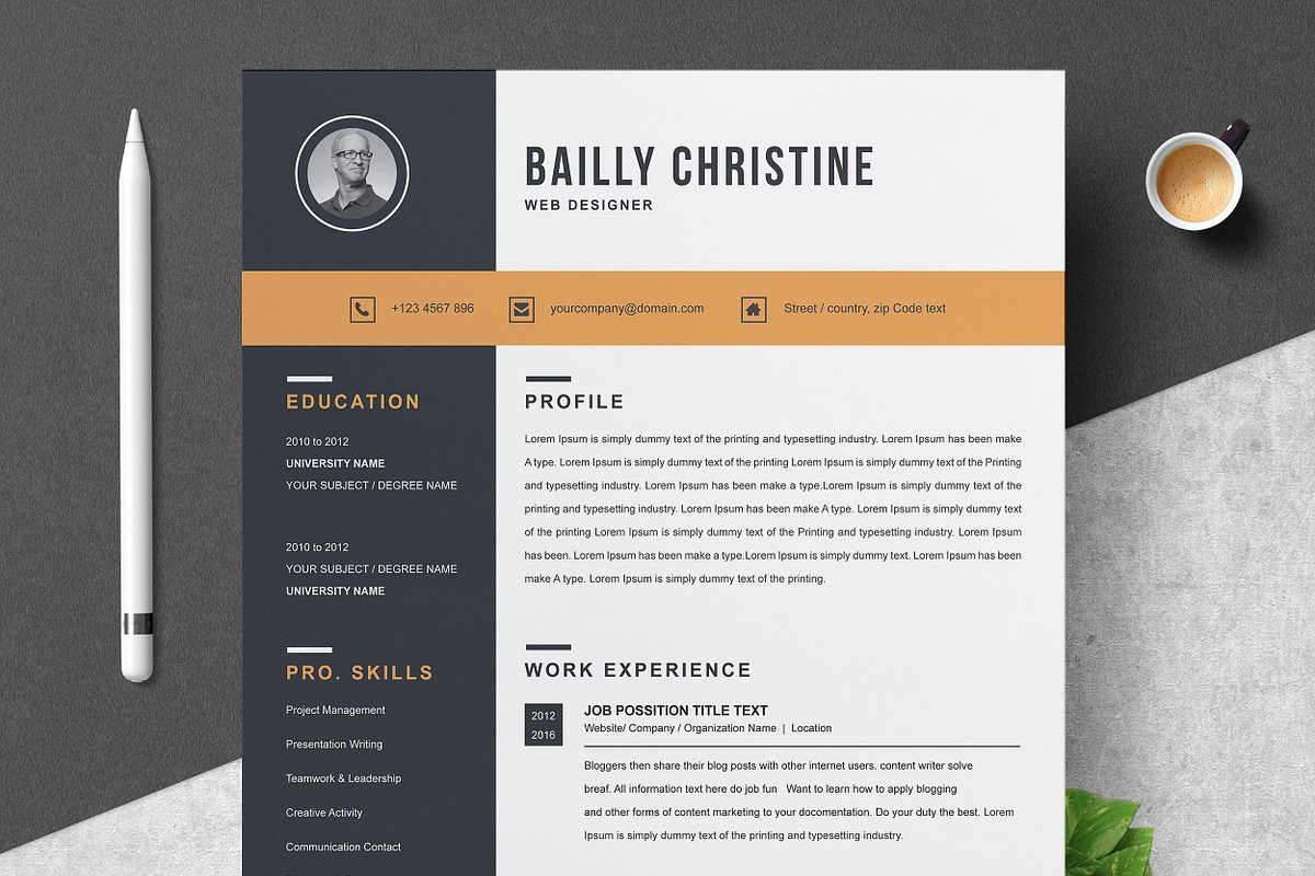 Resume/CV Bundle | 200+ for $29, a Resume Template by ResumeInventor (Photo 41 of 207)