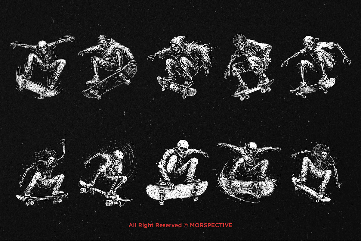 10 Bundle Dark Art Skull Skate Trick, an Illustration by Morspective (Photo 6 of 7)