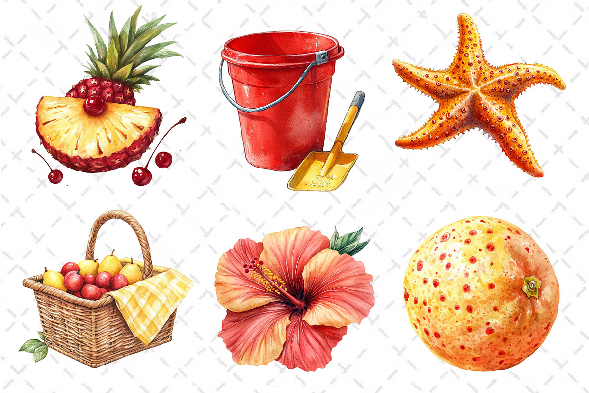Watercolor Summer Clipart Bundle, an Illustration by Dream Creation (Photo 3 of 7)