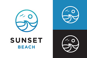 Landscape View Wave With Sun Logo, a Branding & Logo Template by funpixel