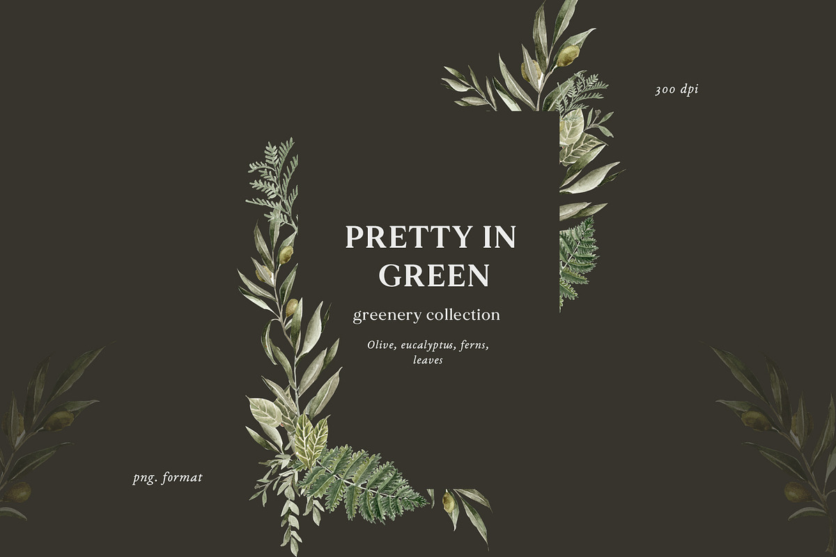Watercolor greenery foliage set, an Illustration by Grace Noboa Illustrations (Photo 5 of 9)