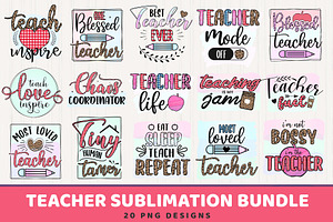 Teacher Sublimation PNG Bundle