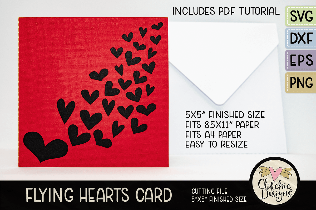 Flying Hearts Card SVG Cutting File, an Invitation Template by Clikchic Designs (Photo 3 of 5)