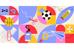 Back to school geometric pattern, an Education Illustration by art PVP - market