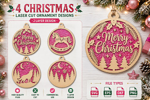 Christmas Ornament Laser Cut SVG, an Object Graphic by YA Design