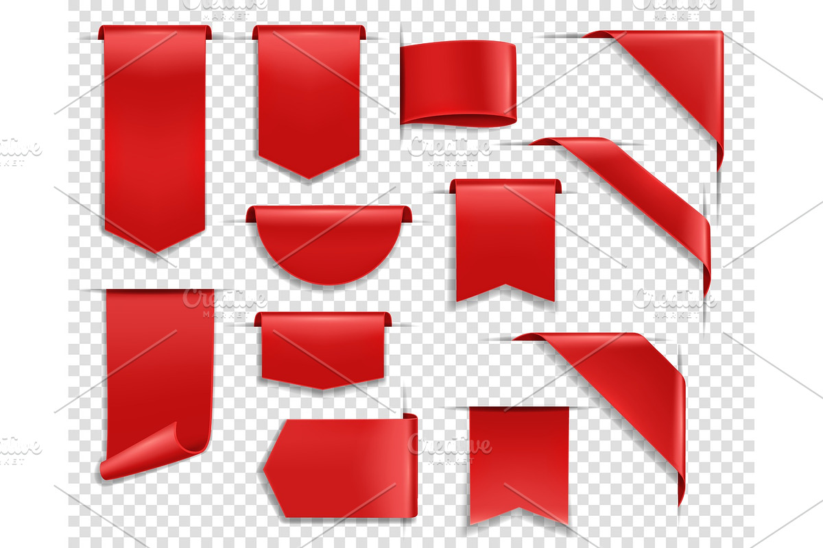 Red ribbons, labels and banners, an Illustration by Vector Tradition ...